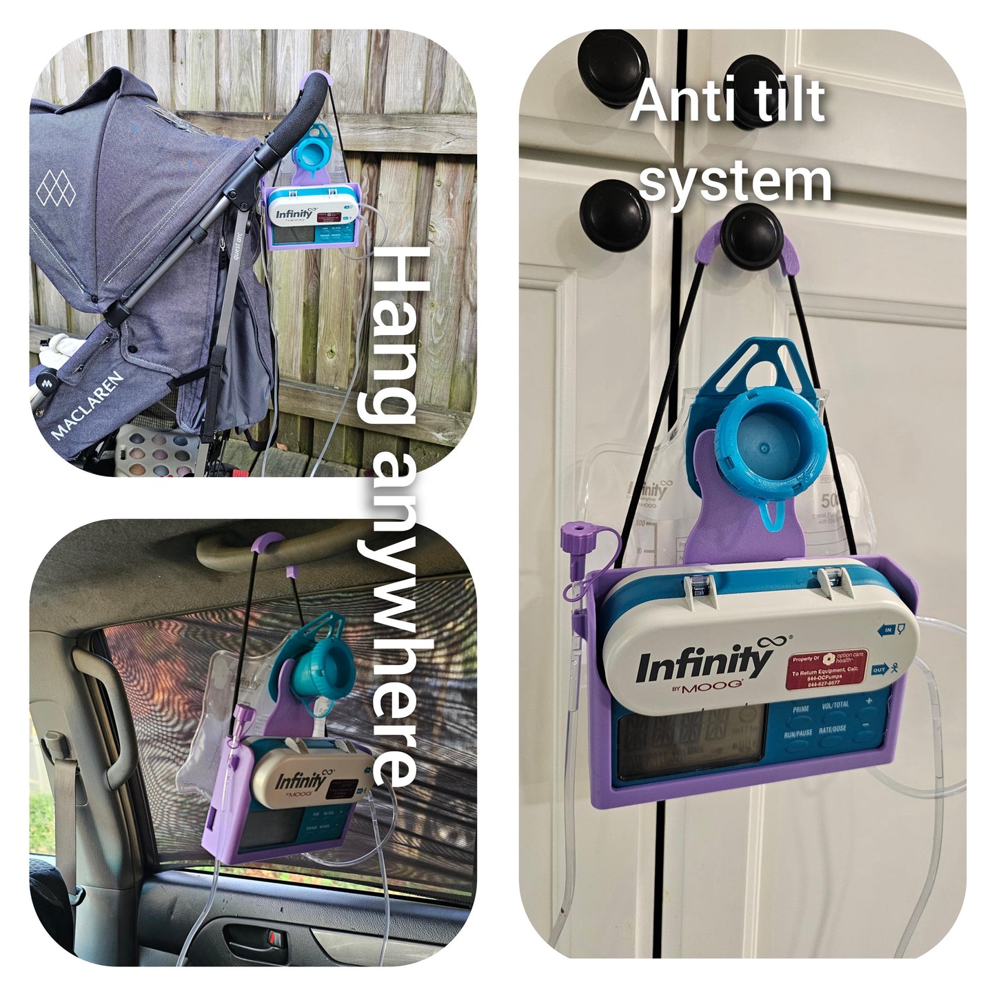 G-Tube Station™ Travel Station | Feeding Pump Carrier Stand for 500ml Bags | Compatible with Infinity MOOG