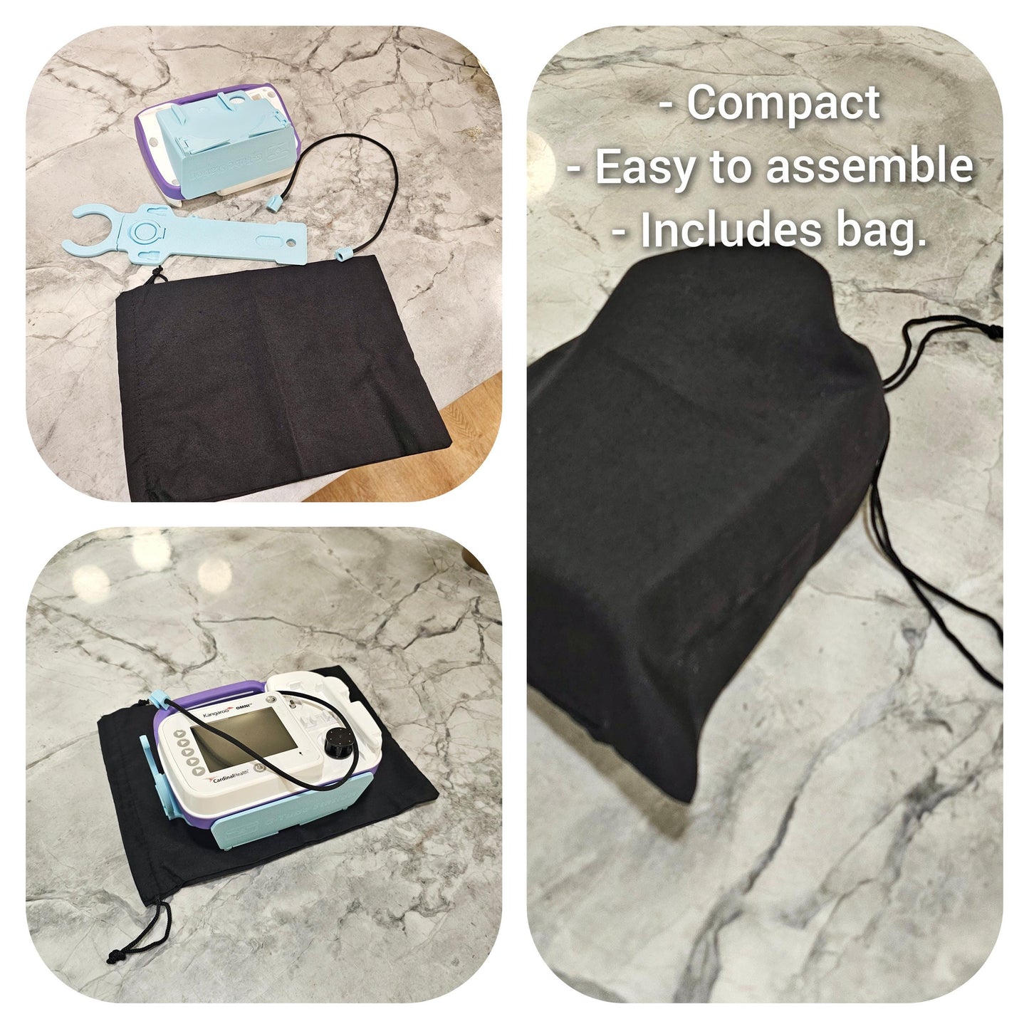 G-Tube Station™ Travel Station | Feeding Pump Carrier Stand for 500ml Bags | Compatible with Kangaroo OMNI