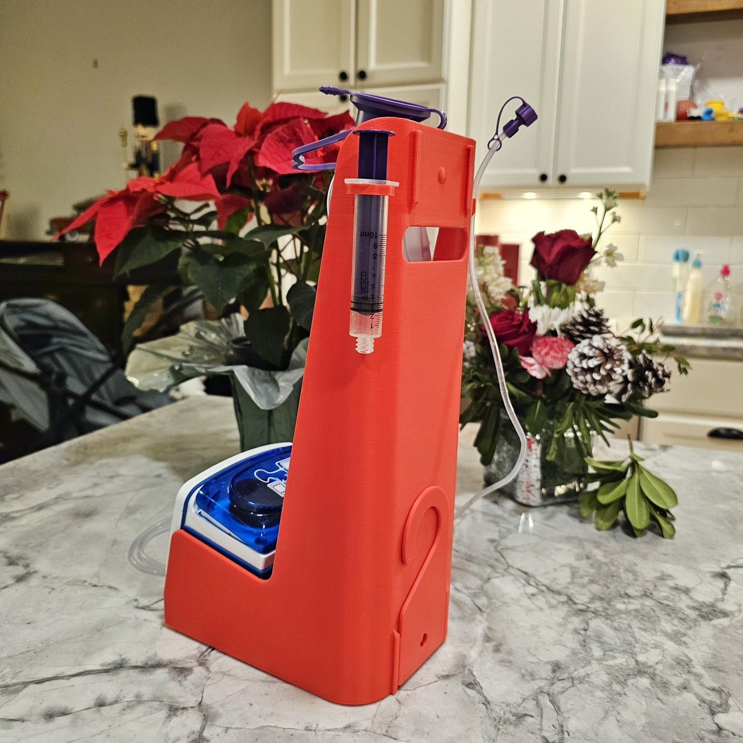 G-Tube Station™ | Feeding Pump Holder Stand with Syringe Clip | 500ml & 1000ml Bags | Compatible with Kangaroo Joey