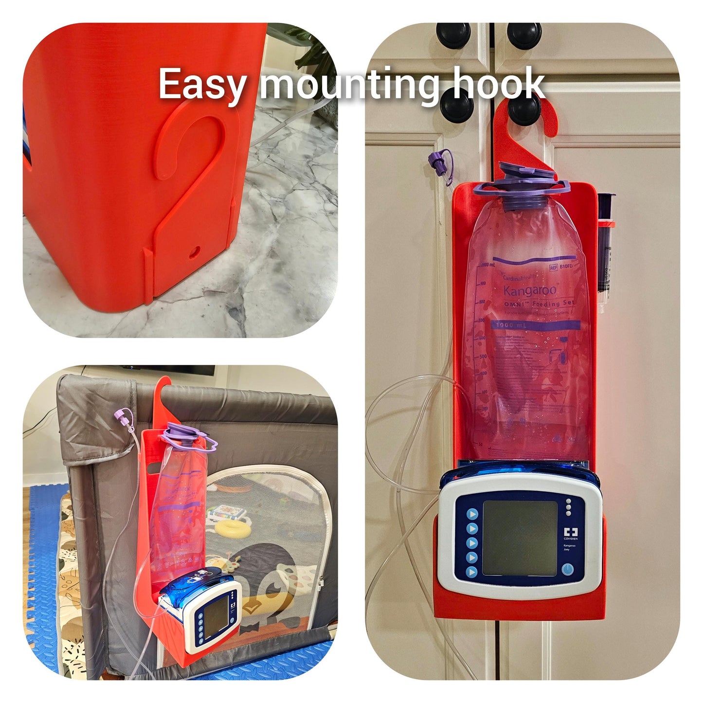 G-Tube Station™ | Feeding Pump Holder Stand with Syringe Clip | 500ml & 1000ml Bags | Compatible with Kangaroo Joey