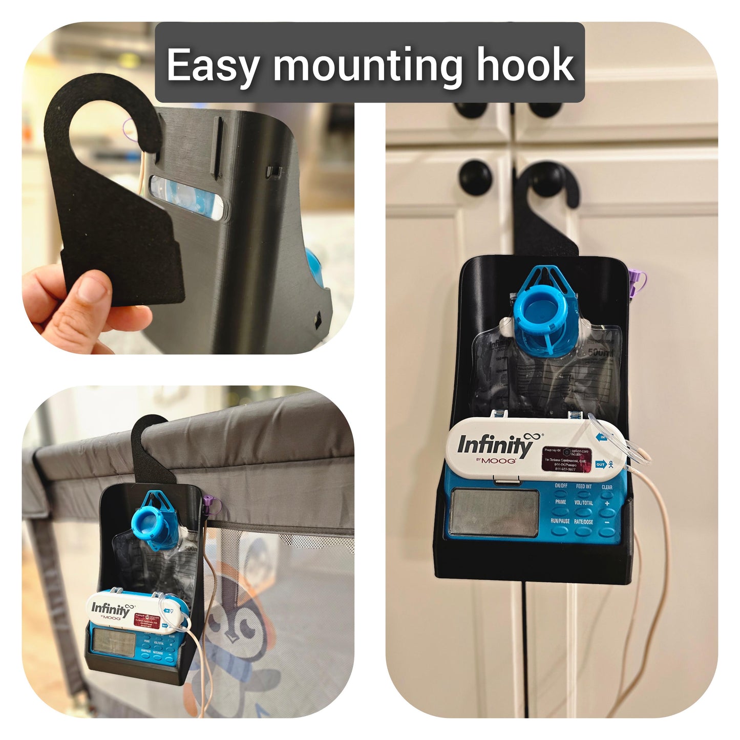 G-Tube Station™ | Feeding Pump Holder Stand with Syringe Clip | 500ml & 1200ml Bags | Compatible with Infinity MOOG