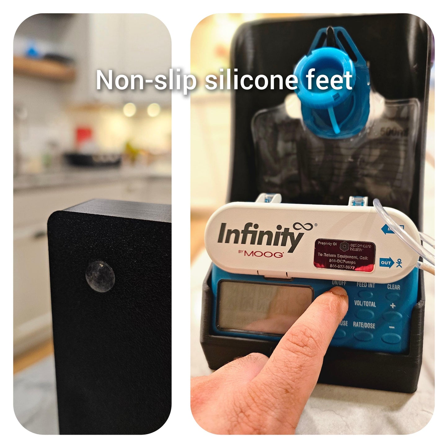 G-Tube Station™ | Feeding Pump Holder Stand with Syringe Clip | 500ml & 1200ml Bags | Compatible with Infinity MOOG